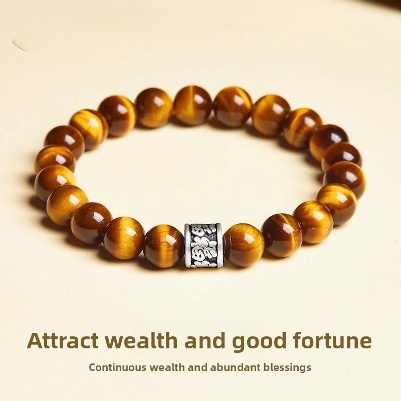 Sunflower Tiger Eye Bracelet – Sterling Silver Mala Jewelry