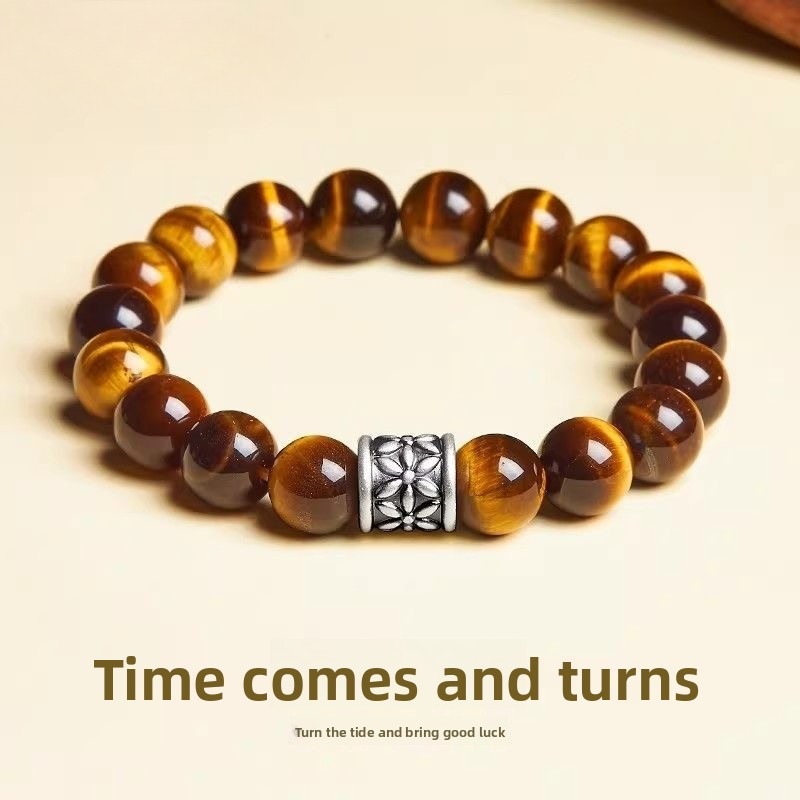 Sunflower Tiger Eye Bracelet – Sterling Silver Mala Jewelry