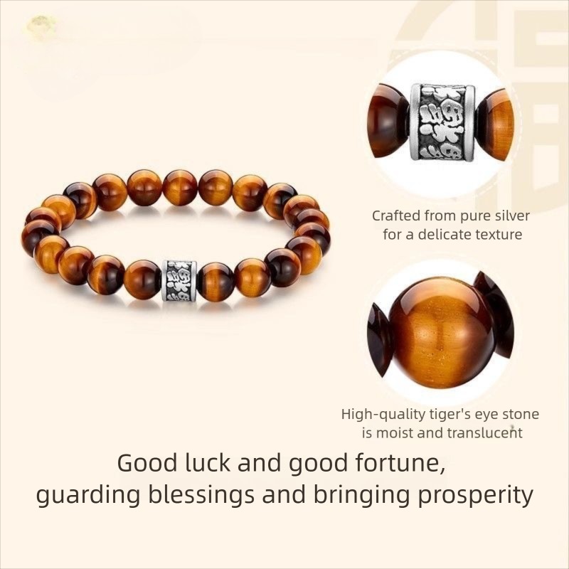 Sunflower Tiger Eye Bracelet – Sterling Silver Mala Jewelry