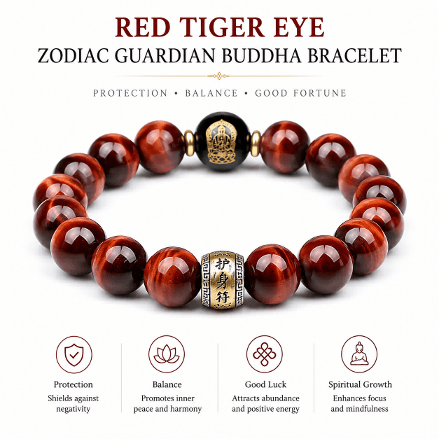 Red Tiger Eye Fortune Bracelet – Chinese Buddha Beaded Bracelet