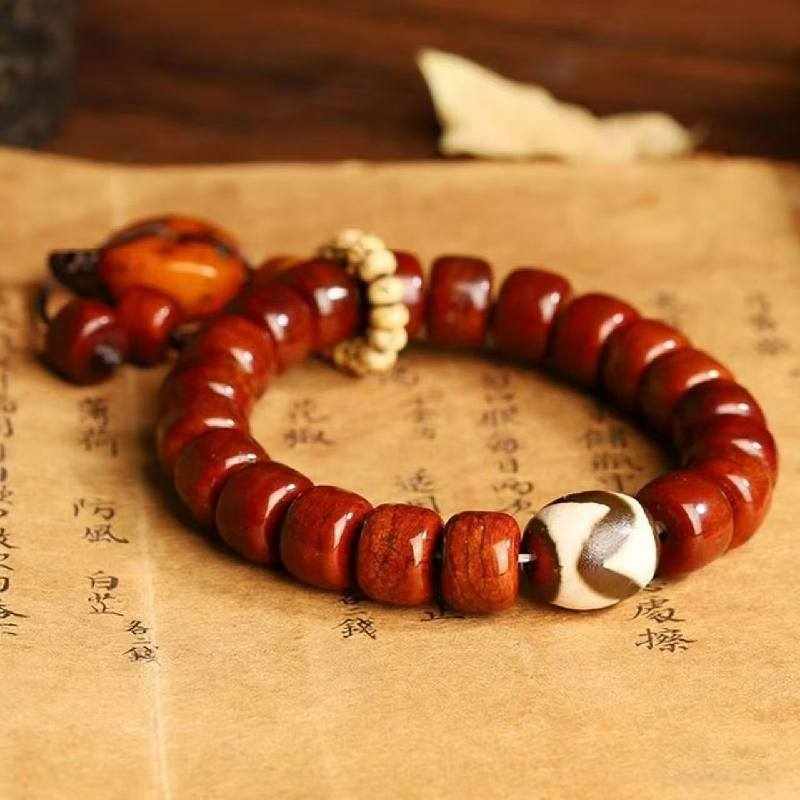 Tibetan Dzi Yak Bone Bracelet – Vintage Himalayan Mala