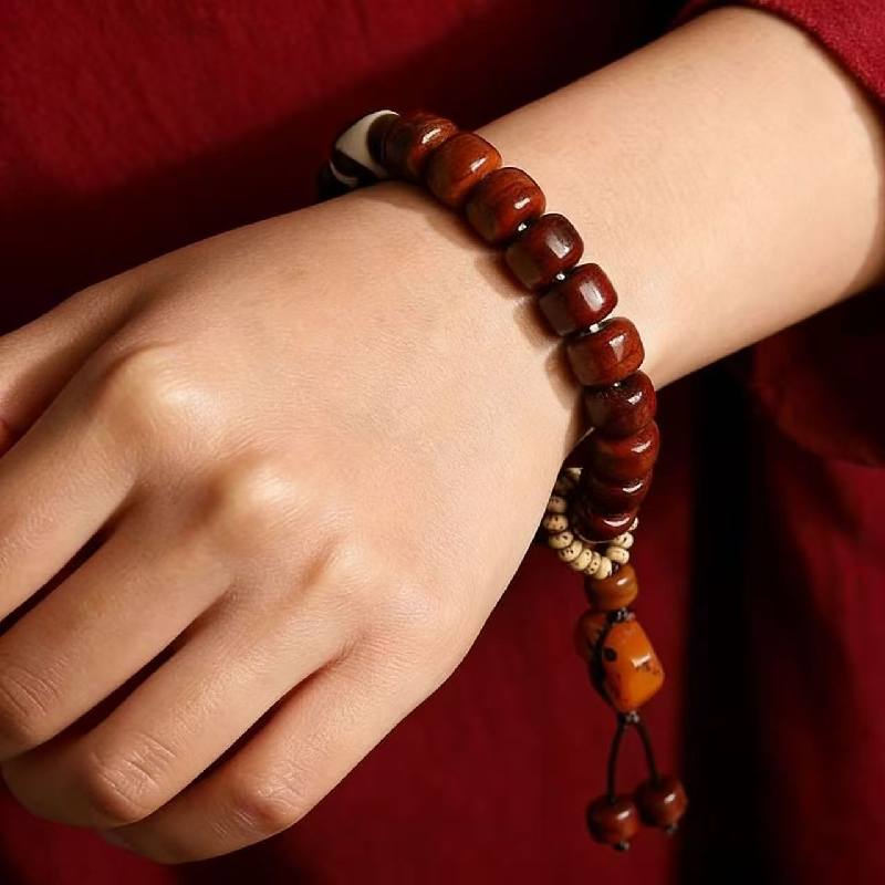 Tibetan Dzi Yak Bone Bracelet – Vintage Himalayan Mala