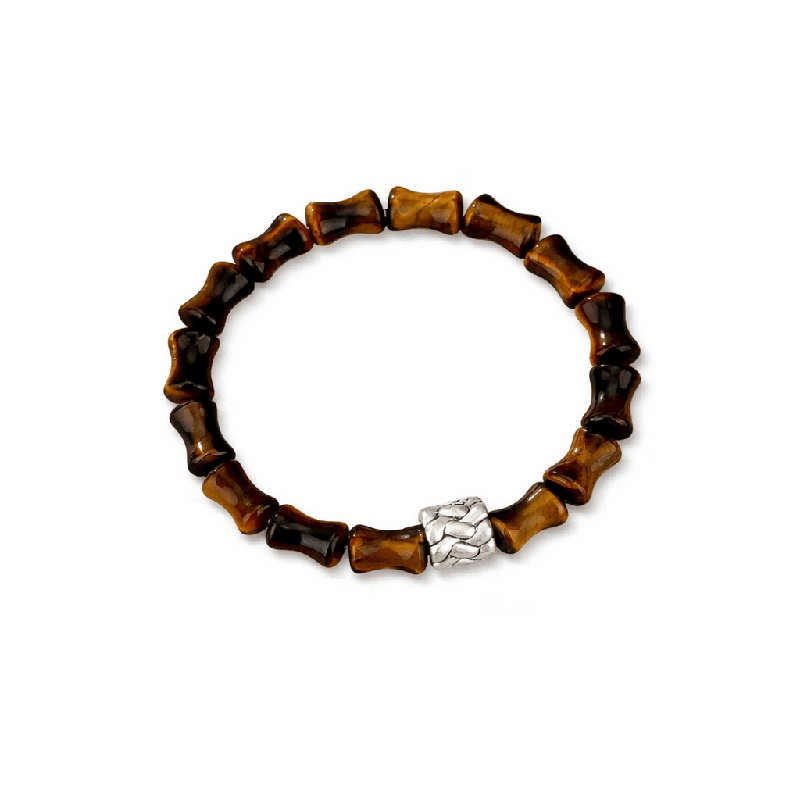 Bamboo Tiger Eye Bracelet – Sterling Silver Mala Bracelet