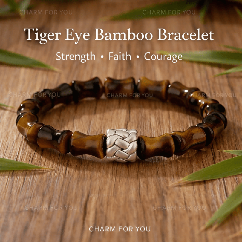Bamboo Tiger Eye Bracelet – Sterling Silver Mala Bracelet