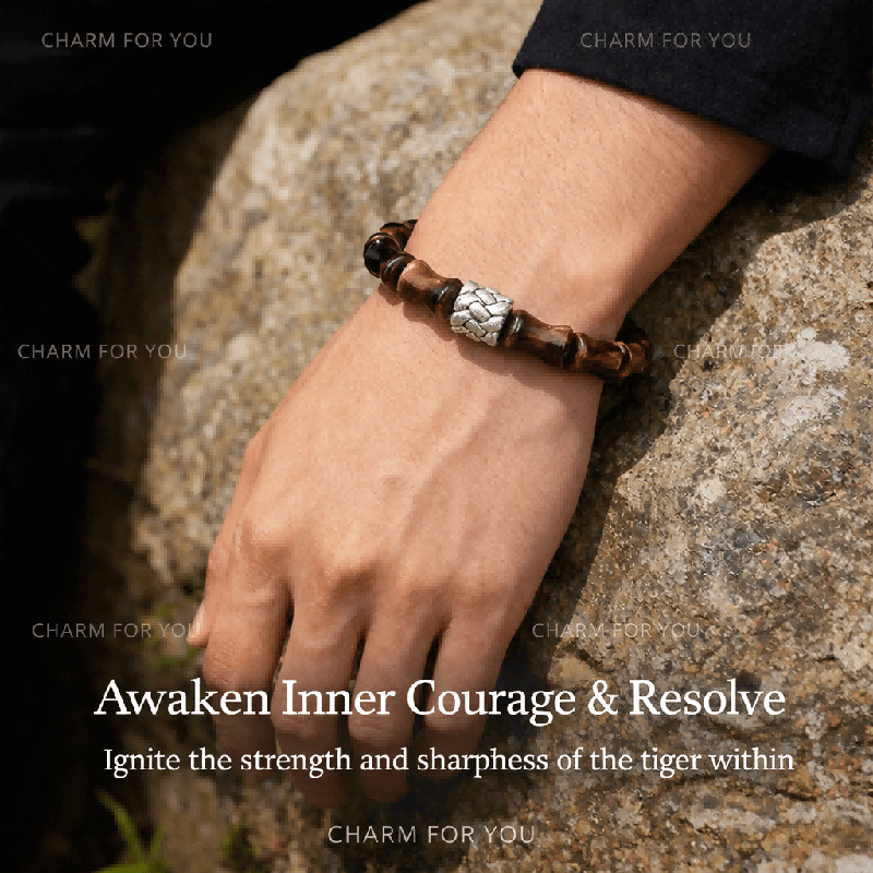 Bamboo Tiger Eye Bracelet – Sterling Silver Mala Bracelet