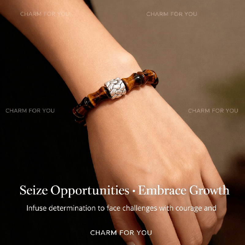 Bamboo Tiger Eye Bracelet – Sterling Silver Mala Bracelet