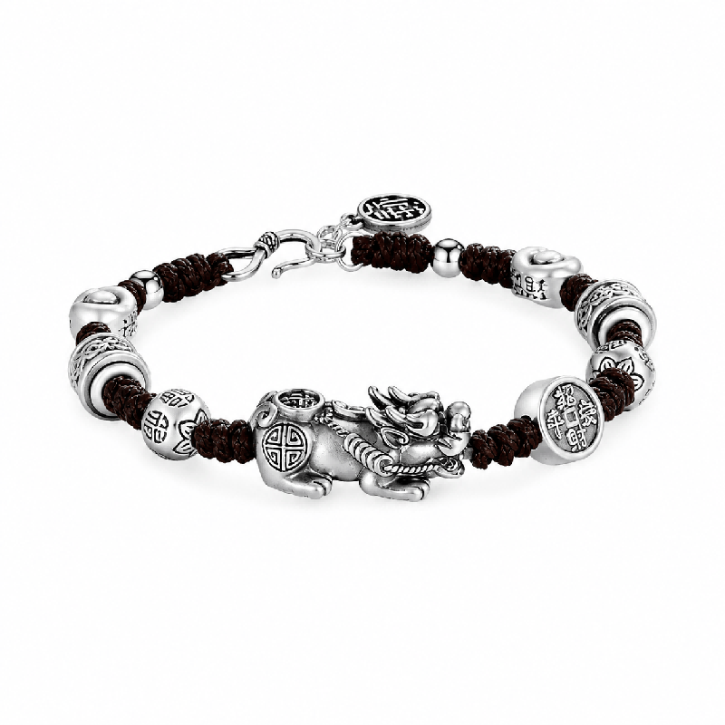 Sterling Silver Pixiu Bracelet – Braided Feng Shui Bracelet