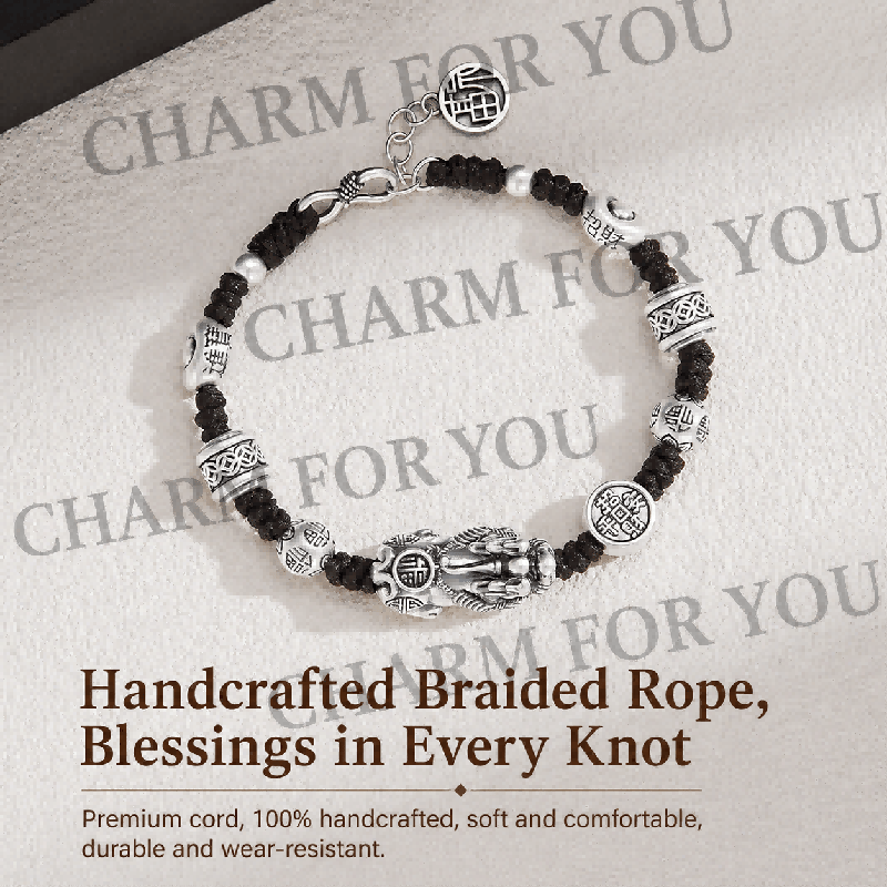 Sterling Silver Pixiu Bracelet – Braided Feng Shui Bracelet
