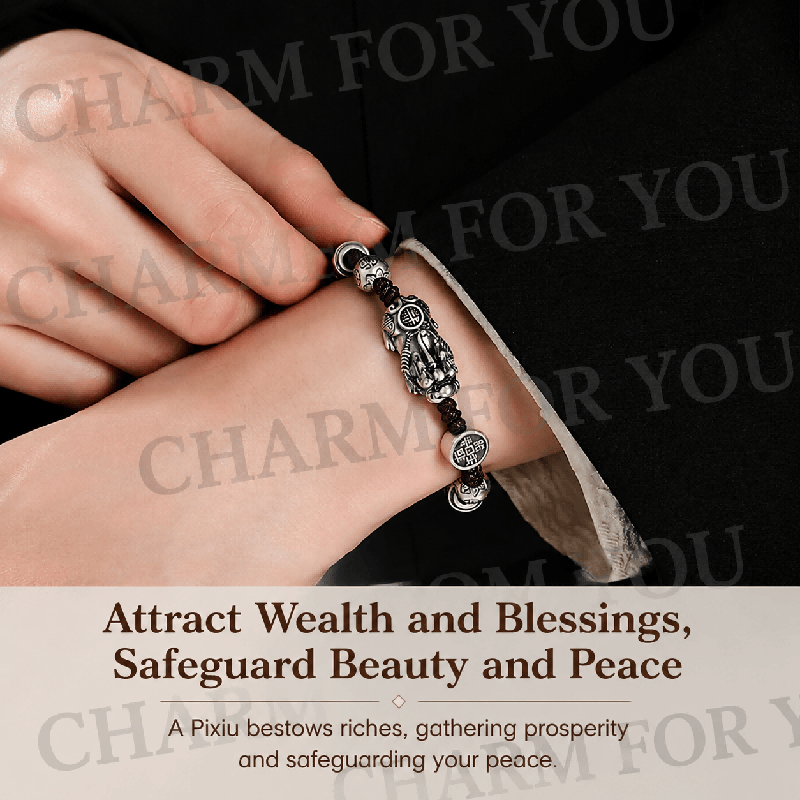 Sterling Silver Pixiu Bracelet – Braided Feng Shui Bracelet