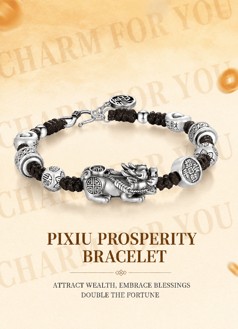 Sterling Silver Pixiu Bracelet – Braided Feng Shui Bracelet
