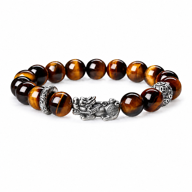 Pixiu Mantra Bracelet – Sterling Silver Feng Shui Mala