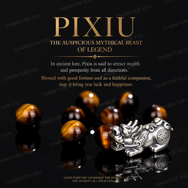 Pixiu Mantra Bracelet – Sterling Silver Feng Shui Mala