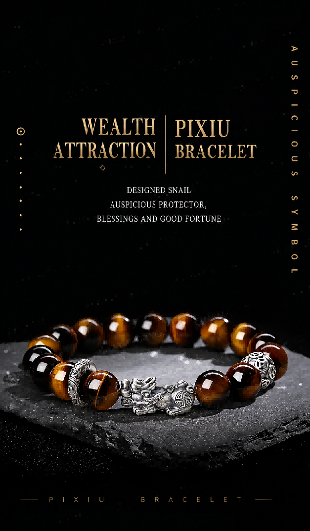 Pixiu Mantra Bracelet – Sterling Silver Feng Shui Mala