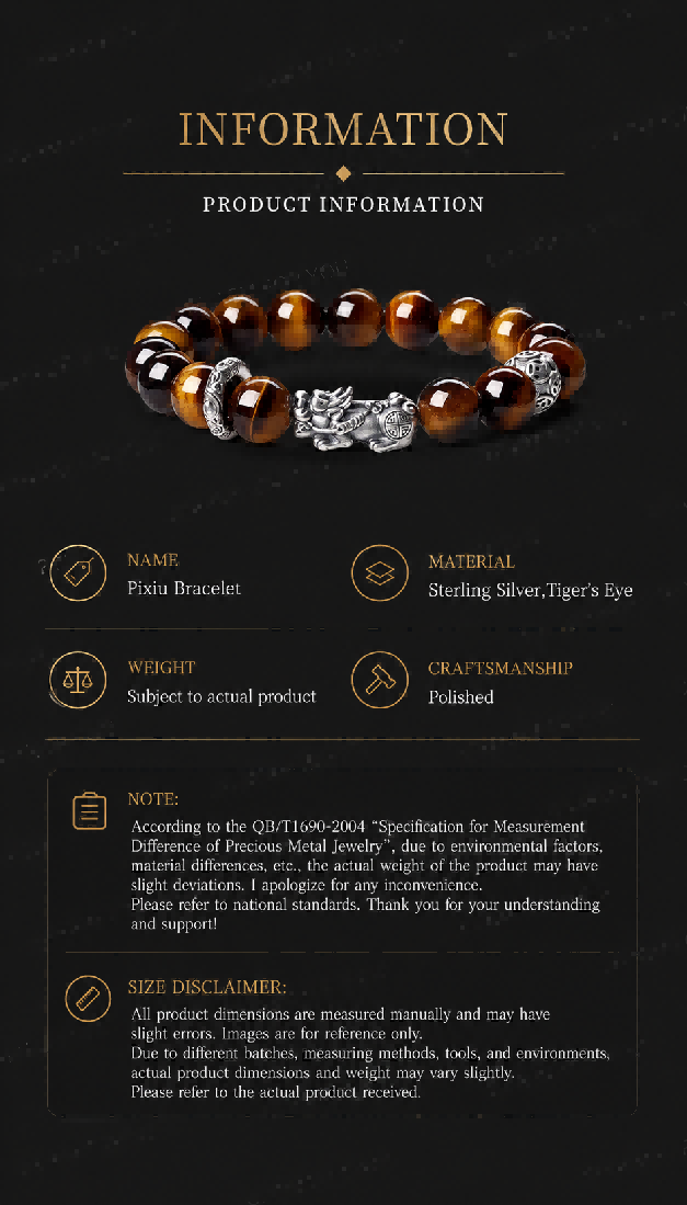 Pixiu Mantra Bracelet – Sterling Silver Feng Shui Mala