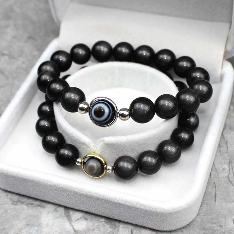 Obsidian Evil Eye Bracelet – Protection Beaded Bracelet