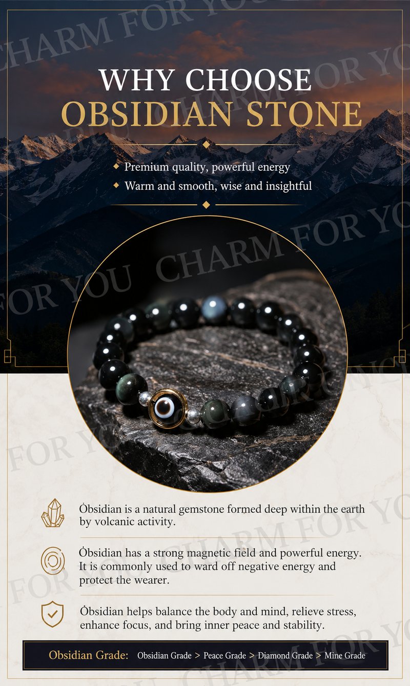 Obsidian Evil Eye Bracelet – Protection Beaded Bracelet