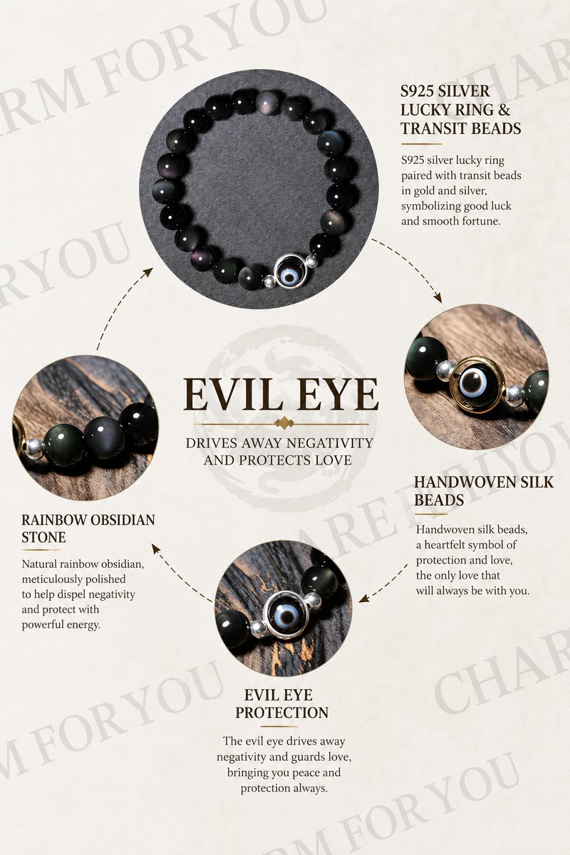 Obsidian Evil Eye Bracelet – Protection Beaded Bracelet