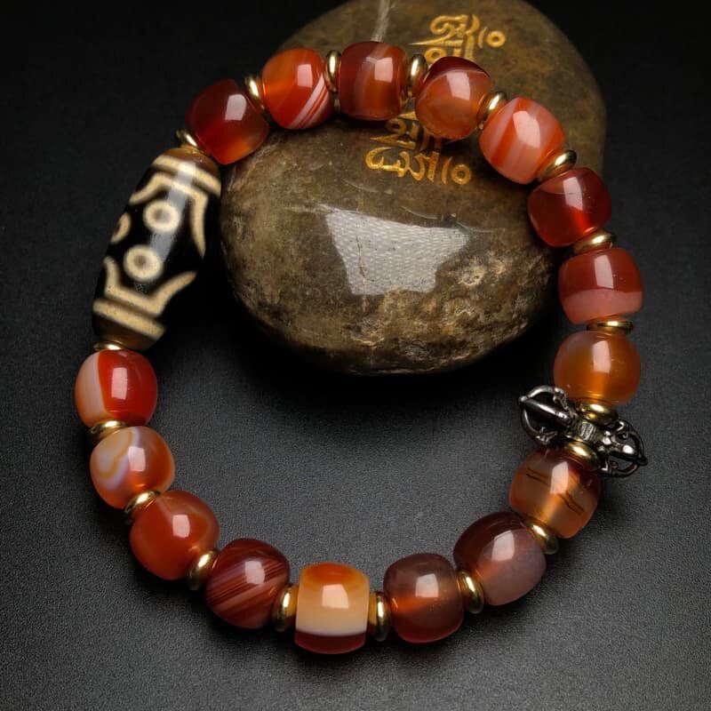 Seven-Eye Dzi Agate Bracelet – Tibetan Zen Jewelry