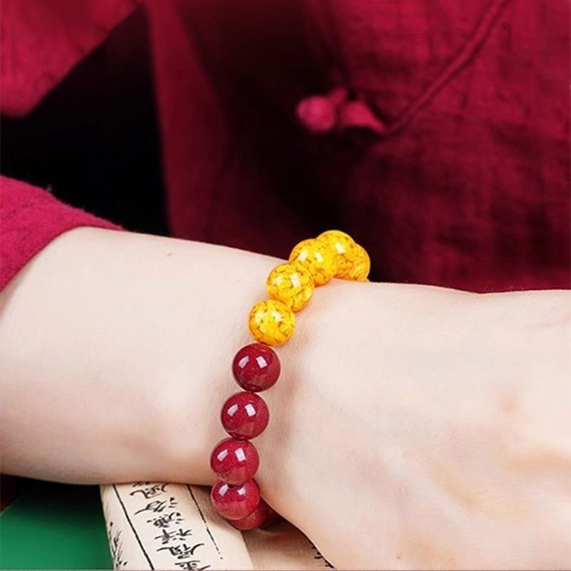 Natural Cinnabar & Realgar Yin-Yang Bracelet | Feng Shui Jewelry