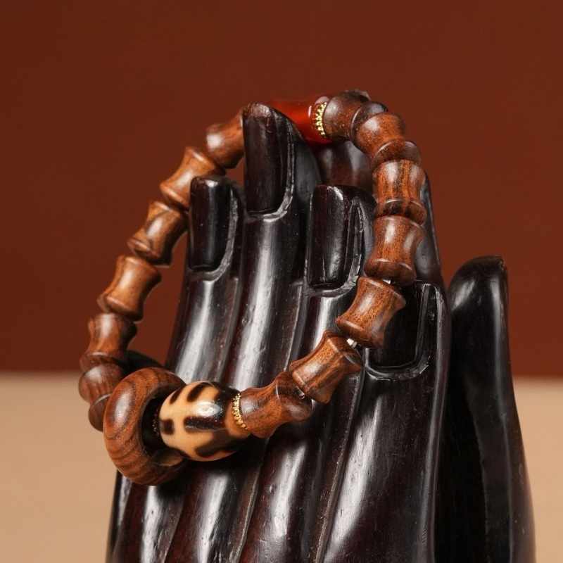 Huanghuali Bamboo Dzi Bracelet | Prosperity & Protection