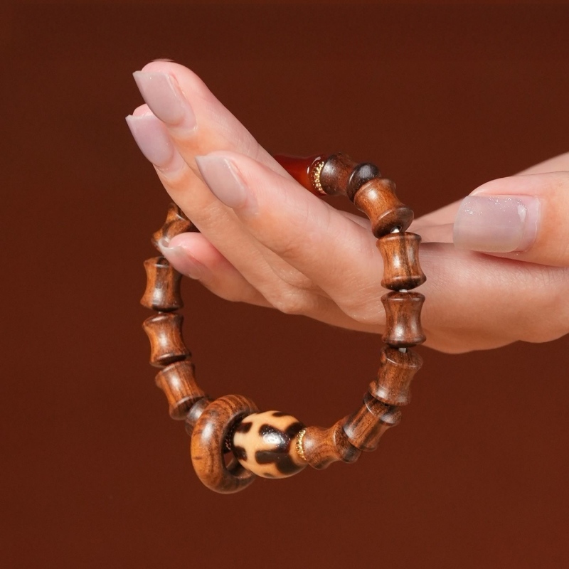 Huanghuali Bamboo Dzi Bracelet | Prosperity & Protection