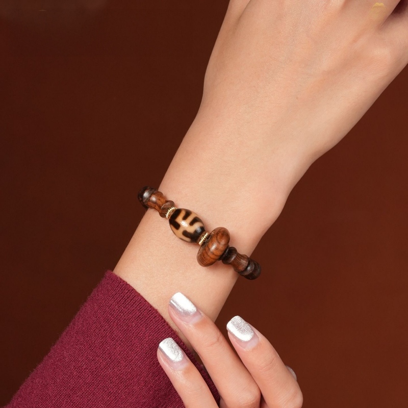 Huanghuali Bamboo Dzi Bracelet | Prosperity & Protection