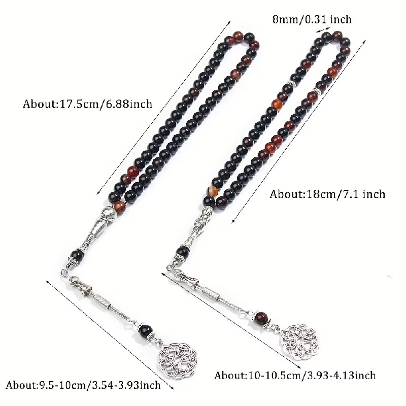 Black Natural Stone Prayer Bead Bracelet | Islamic Tasbih for Salah