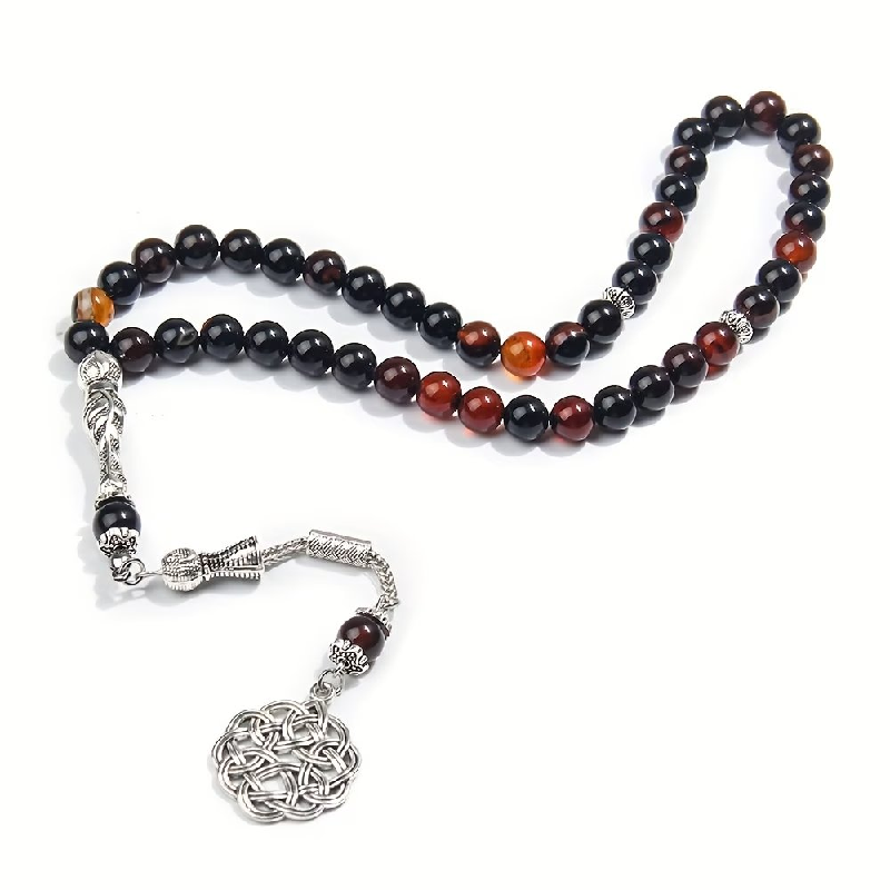 Black Natural Stone Prayer Bead Bracelet | Islamic Tasbih for Salah