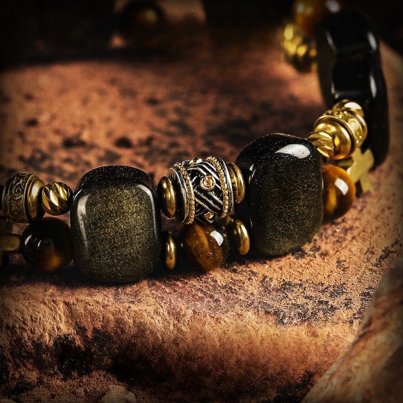 Gold Obsidian Tiger Eye Bracelet