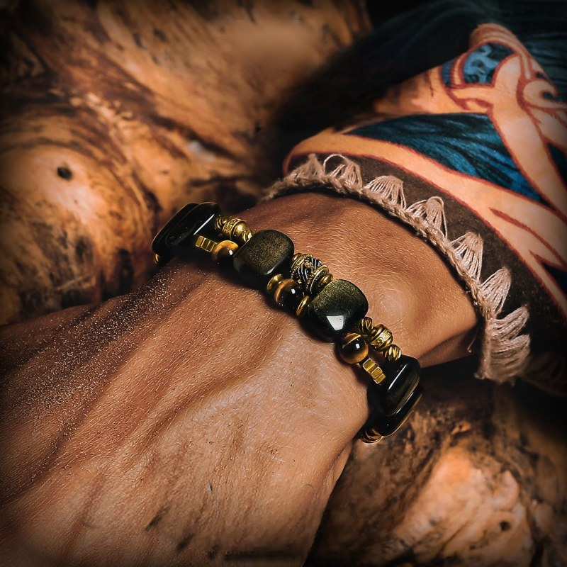Gold Obsidian Tiger Eye Bracelet