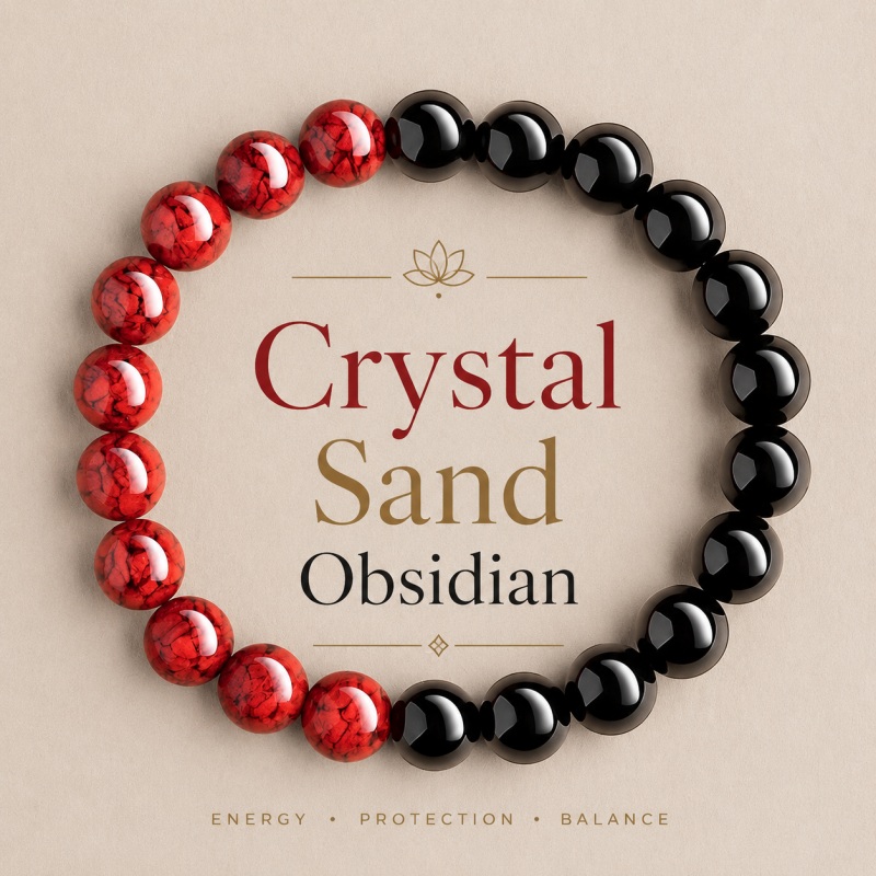 Cinnabar & Obsidian Yin Yang Bracelet | Lucky Protection Jewelry