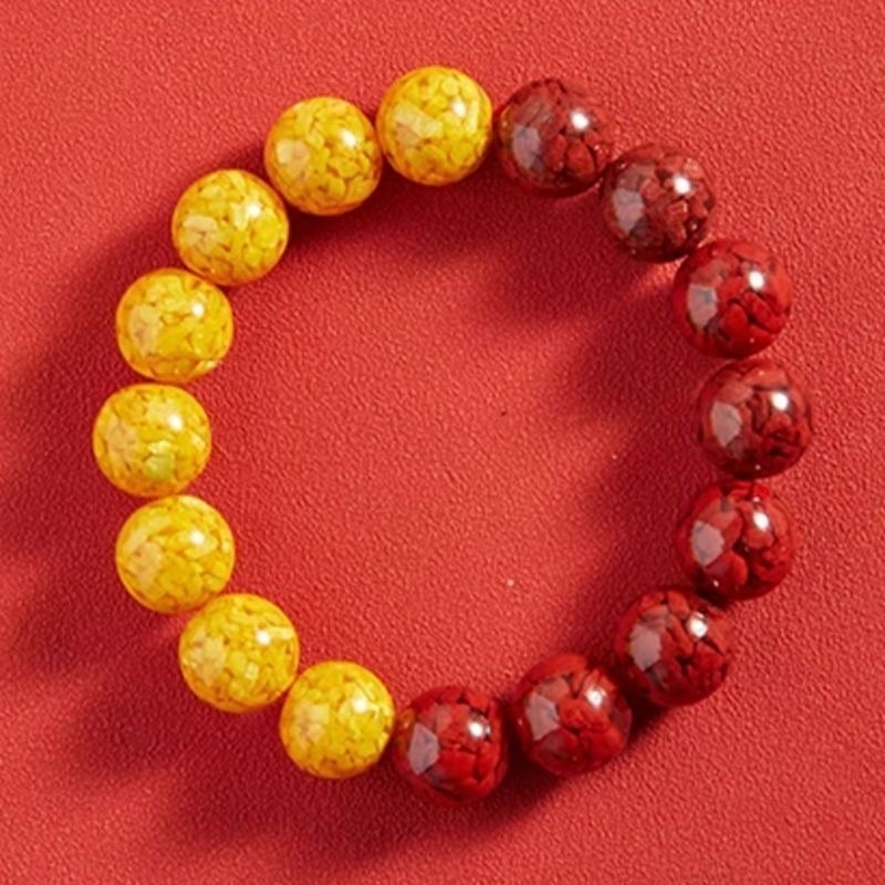 Natural Cinnabar & Realgar Yin-Yang Bracelet | Feng Shui Jewelry