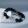Tiger Eye & Obsidian Pixiu Bracelet | 999 Silver