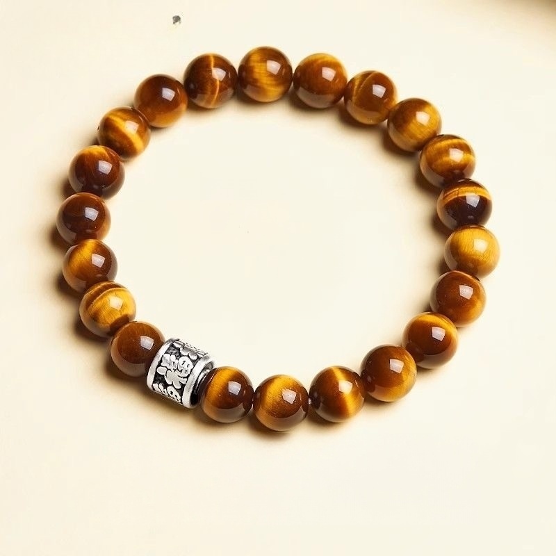 Sunflower Tiger Eye Bracelet – Sterling Silver Mala Jewelry