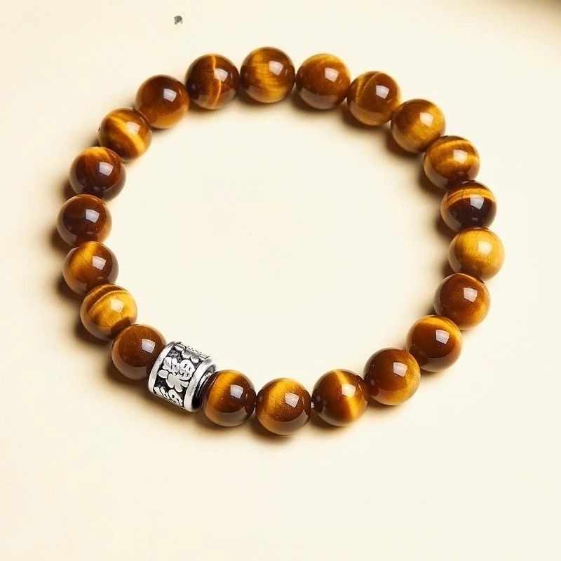 Sunflower Tiger Eye Bracelet – Sterling Silver Mala Jewelry