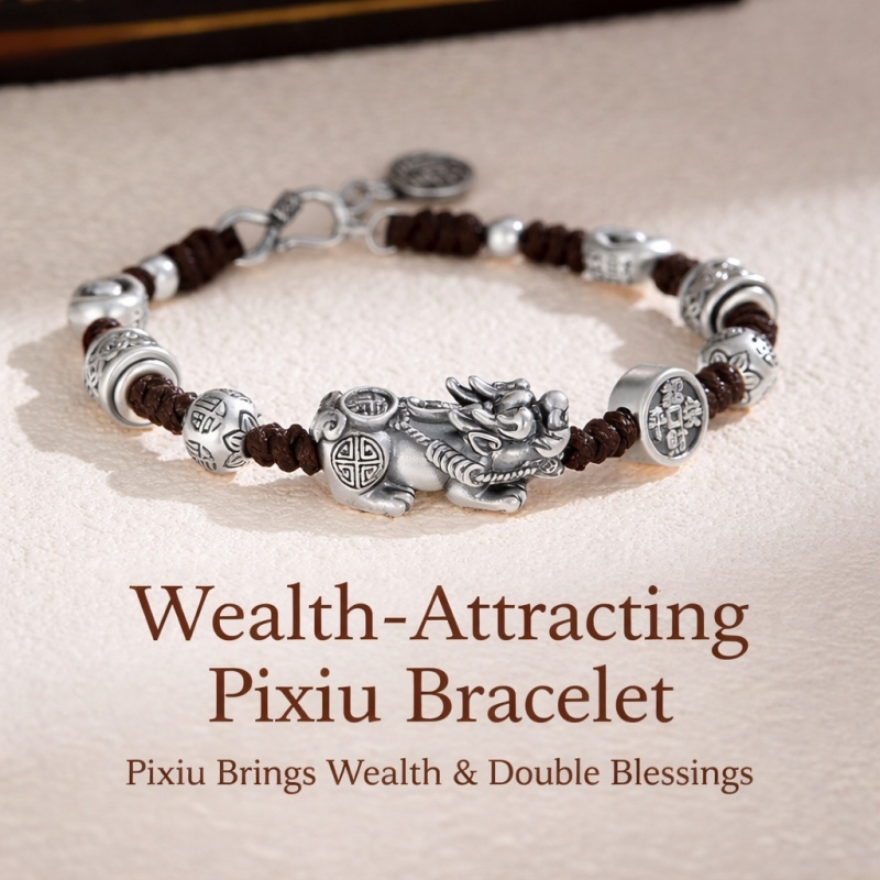 Sterling Silver Pixiu Bracelet – Braided Feng Shui Bracelet