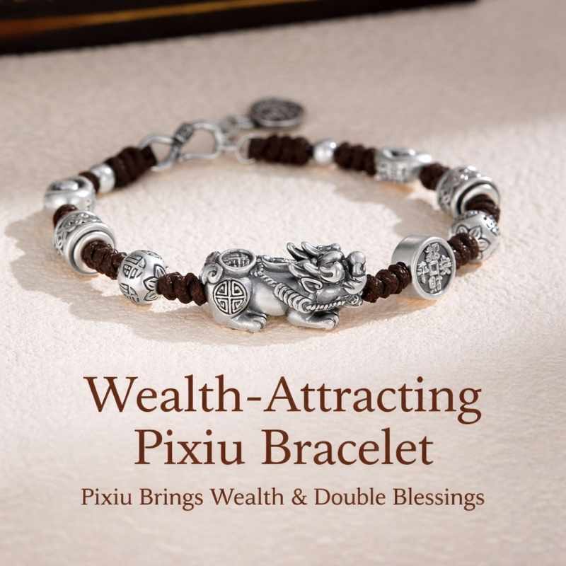 Sterling Silver Pixiu Bracelet – Braided Feng Shui Bracelet