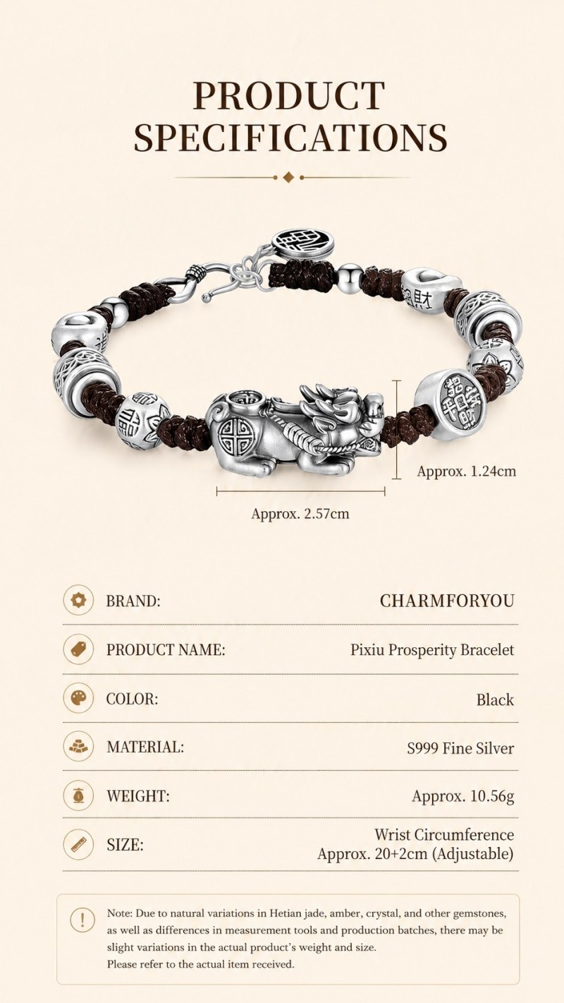 Sterling Silver Pixiu Bracelet – Braided Feng Shui Bracelet