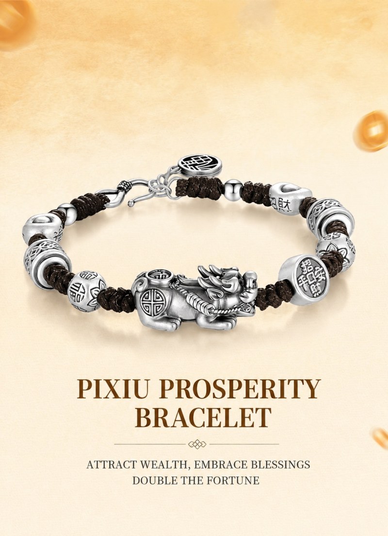Sterling Silver Pixiu Bracelet – Braided Feng Shui Bracelet