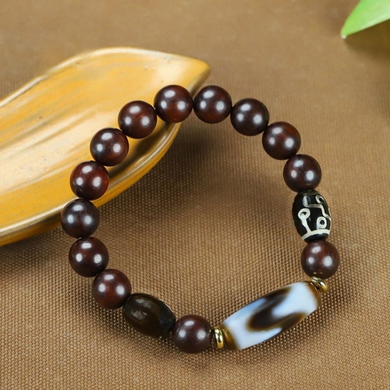 Nine-Eye Dzi Bracelet Red Sandalwood Spiritual Protection Bracelet