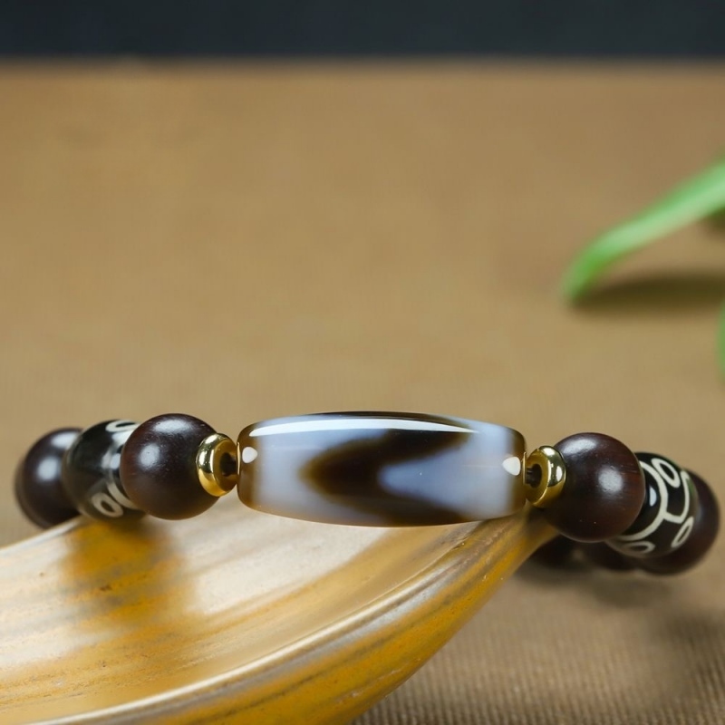 Nine-Eye Dzi Bracelet Red Sandalwood Spiritual Protection Bracelet