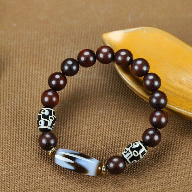 Nine-Eye Dzi Bracelet Red Sandalwood Spiritual Protection Bracelet
