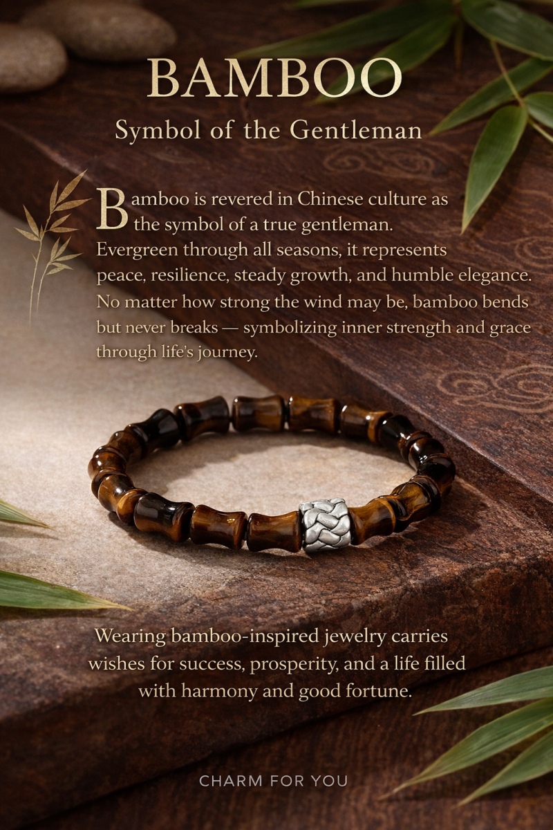 Bamboo Tiger Eye Bracelet – Sterling Silver Mala Bracelet