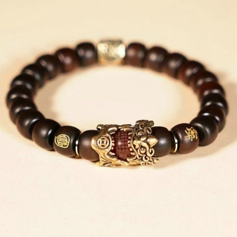Thunder peach wood pixiu wealth bracelet