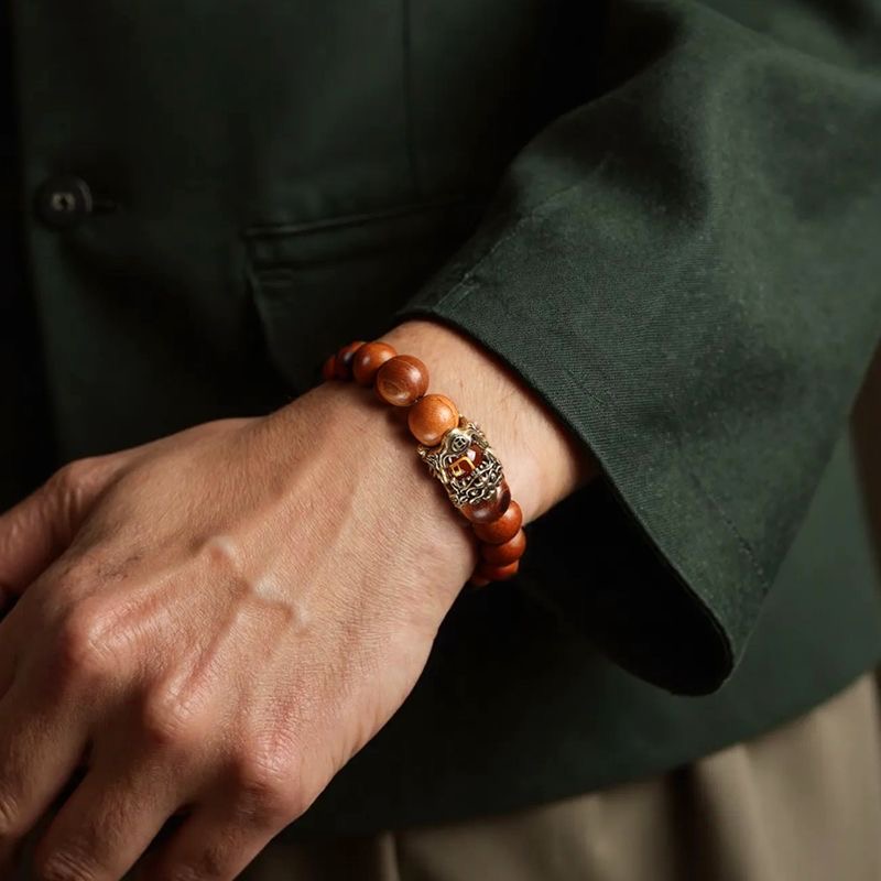 Taoist peach wood zodiac bracelet