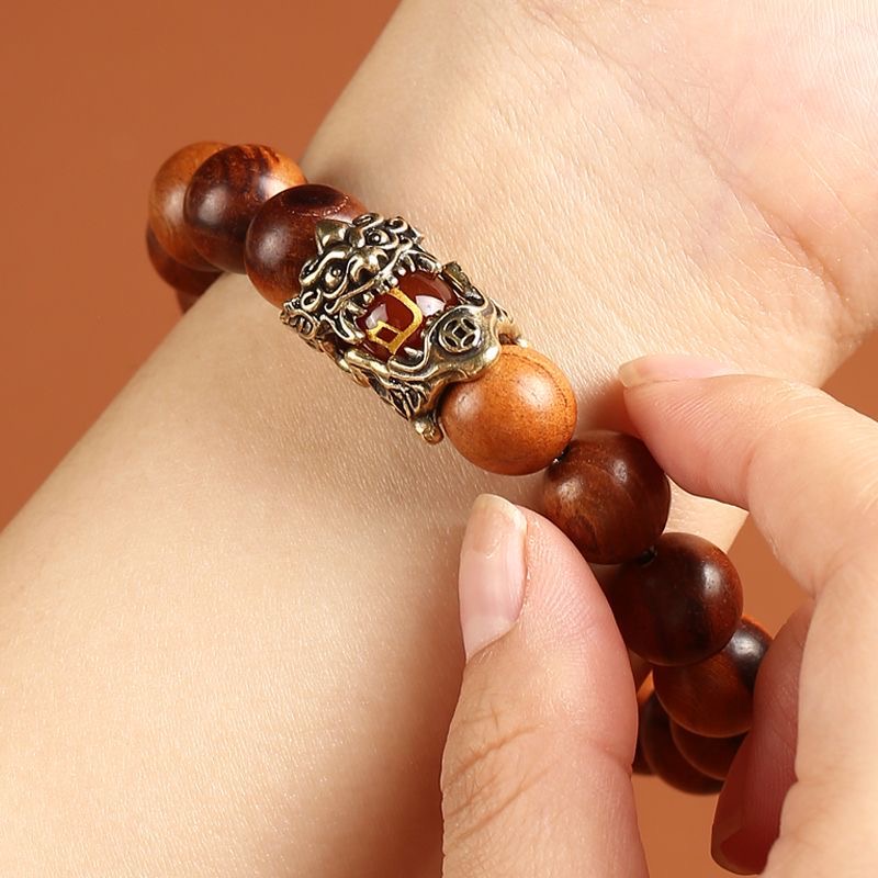 Taoist peach wood zodiac bracelet