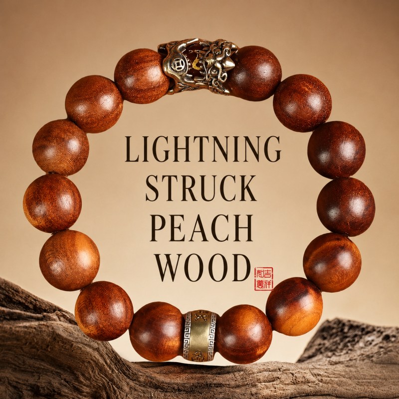 Taoist peach wood zodiac bracelet
