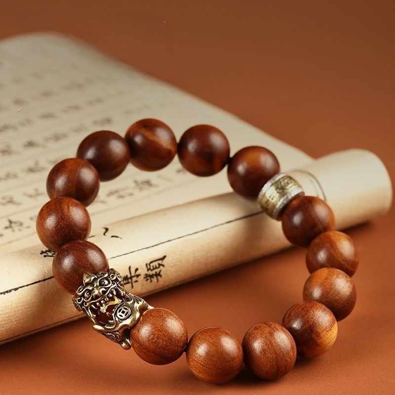 Taoist peach wood zodiac bracelet