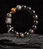 Auspicious lion silver obsidian bracelet