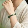 Silver lotus blessing agate bracelet